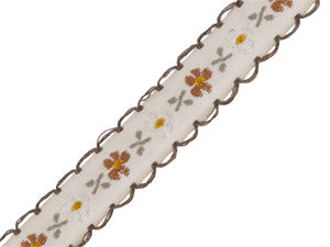Premium 17mm Jacquard Embroidered Folk Pattern Trim Ribbon (20m Roll) - Ecru Light
