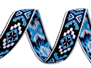Native American Geometric Pattern Jacquard Trim Ribbon - 20mm Folk & Tribal Motif Border for Clothing and Accessories