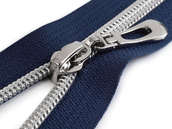 No. 7 Open-Ended Nylon Coil Zipper with Silver Teeth (60 cm) – Heavy-Duty Fastener for Jackets, Coats, and Bags