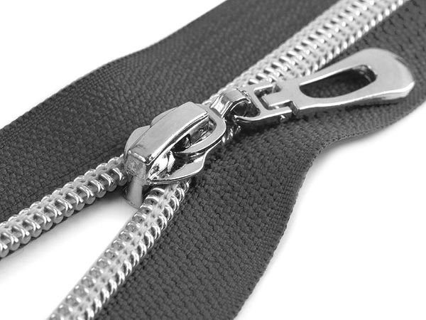 Premium No. 7 Open-End Nylon Coil Zipper with Silver Teeth - 75cm