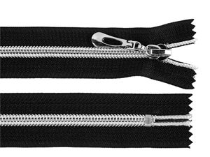 No. 7 Nylon Coil Zipper (18cm) with Metallic Silver Teeth & Autolock Slider | Premium Closed-End Fastener for Jackets, Bags & Backpacks