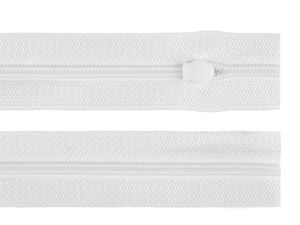 Premium White Nylon Coil Zipper No. 3 with Slider - 65 cm Unfinished Zipper for Bedding and Pillows