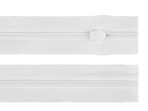 Premium White Nylon Coil Zipper No. 3 with Slider - 65 cm Unfinished Zipper for Bedding and Pillows