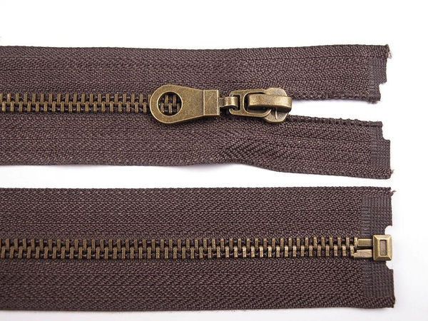 Premium No. 5 Antique Brass Metal Zipper for Leather Jackets and Outerwear - 60cm Open-End