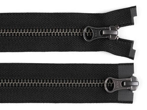YKK No. 5 Two-Way Metal Zipper, 50cm Open-End Dual Slider for Leather Jackets and Heavy Outerwear