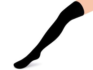 Women's Premium Cotton Knee-High Stockings - Smooth Knit Comfort Socks with Elastic Hem (Black)