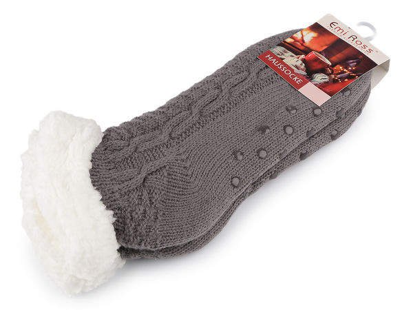 Premium Thermal Knitted Sherpa Ankle Slipper Socks - Non-Slip Fuzzy Home Socks