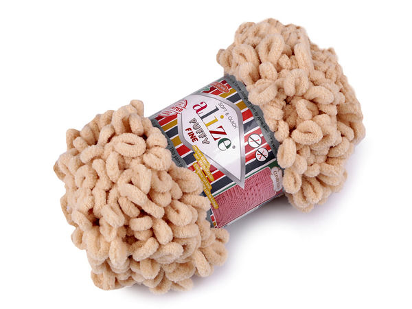 Alize Puffy Fine Loop Yarn – Premium Finger Knitting Chenille Yarn (100g) – No Needles Required for Blankets, Scarves & Crafts