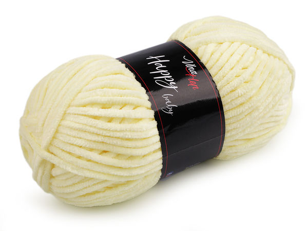 Happy Baby Premium Chenille Knitting and Crochet Yarn (100g) – Ultra-Soft, Velvet-Touch Thread for Blankets, Sweaters, and Baby Clothes