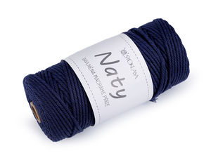 Prémiová macramé šňůra a pletací příze z česané bavlny Naty (3 mm) pro macramé, háčkování a pletení