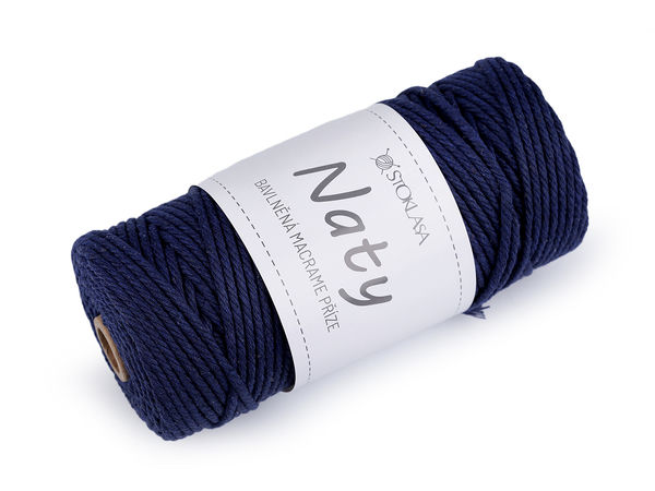 Prémiová macramé šňůra a pletací příze z česané bavlny Naty (3 mm) pro macramé, háčkování a pletení