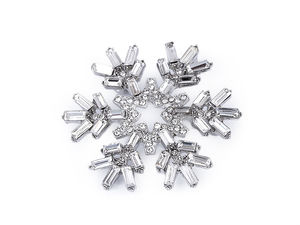 Crystal Rhinestone Snowflake Brooch - Elegant Winter Holiday Pin for Scarves, Hats, and Purses