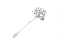 Tree of Life Lapel Pin with Shimmering Crystals – Elegant Unisex Brooch for Suits, Hats & Ties, Platinum Finish