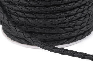 Premium Braided Eco-Leather Jewellery Cord - 3mm, Black (15m Reel)
