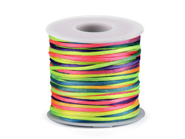 Premium Iridescent Satin Cord (2mm) – High-Strength Multicolor String for Jewelry Making, Kumihimo, and DIY Crafts