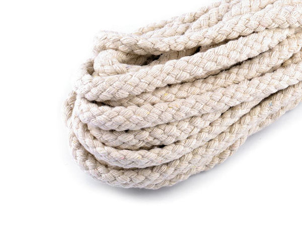 Premium Braided Cotton Cord & Rope (Ø8mm) - Light Ecru