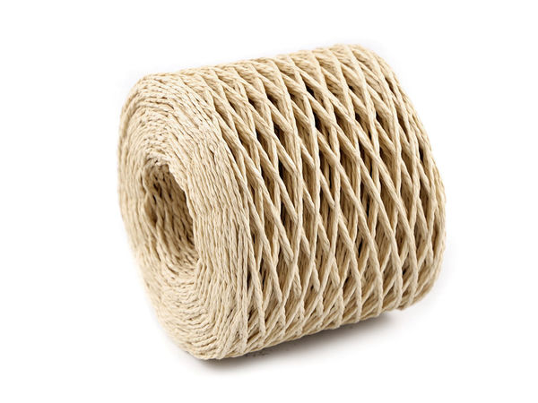 Premium Raffia Paper Yarn - 1.5mm Natural Bast Ribbon for Crocheting, Knitting, and Crafts