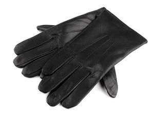Men's Premium Black Leather Gloves - Insulated Winter Warmth with Plush Fur Lining
