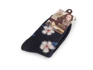 Women's Premium Knee-High Wool Socks - Warm Floral Pattern Soft Thermal Hosiery