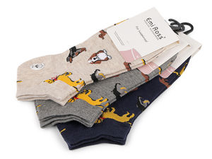 Emi Ross Unisex Premium Cotton Ankle Socks - Breathable Short Socks with Cute Dog Motif