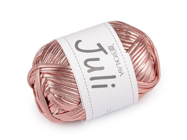 Juli Premium Metallic Knitting & Crochet Yarn (100g) – Thick Elastic Ribbon Yarn for Bags, Baskets, and Jewelry