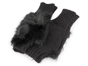 Women's Wool-Blend Knitted Fingerless Gloves with Elegant Faux Fur Trim - Cozy Thermal Winter Wrist Warmers