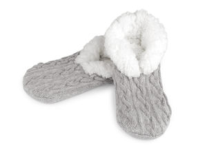 Women's & Girls' Knitted Winter House Shoes with Warm Faux Fur Lining & Anti-Slip Soles