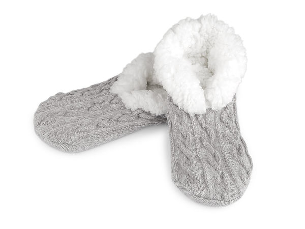 Women's & Girls' Knitted Winter House Shoes with Warm Faux Fur Lining & Anti-Slip Soles