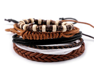 Unisex Beaded and Adjustable Sliding Knot Stackable Bracelet Set