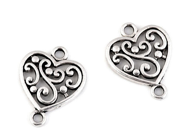 Platinum Filigree Sew-On Charms - Elegant Metal Embellishments for Apparel & Accessories