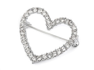 Elegant Rhinestone Crystal Heart Brooch Pin for Weddings and Crafts