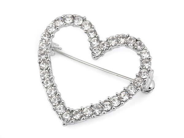 Elegant Rhinestone Crystal Heart Brooch Pin for Weddings and Crafts