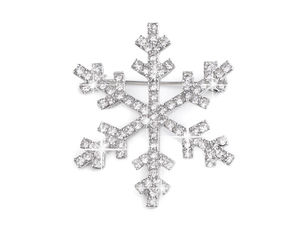Elegant Crystal Rhinestone Snowflake Brooch Pin - Festive Holiday Jewelry Accessory