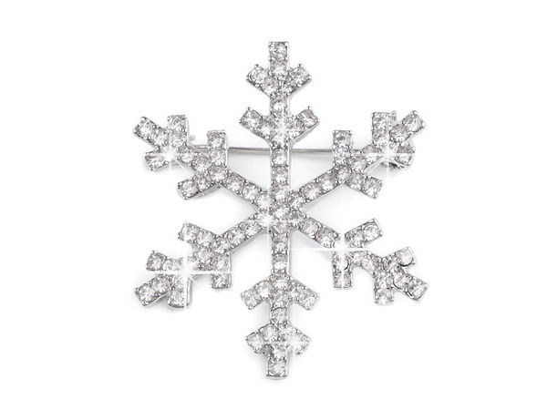 Elegant Crystal Rhinestone Snowflake Brooch Pin - Festive Holiday Jewelry Accessory
