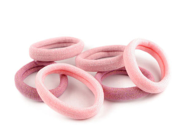 Lurex Glitter Elastic Hair Bands - Set of 6 Gentle Hold Hair Ties