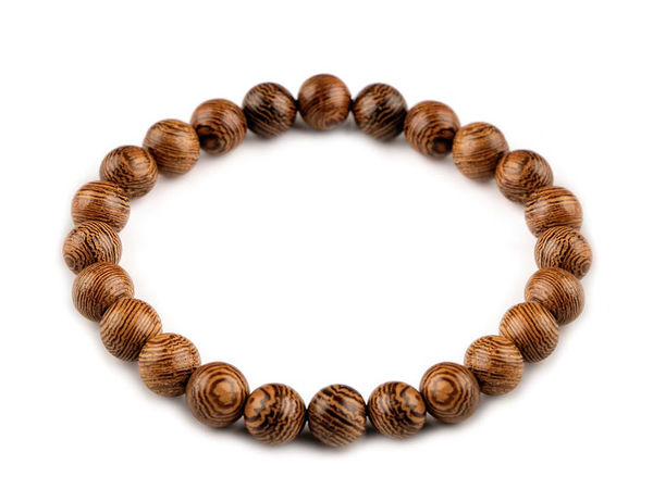 Natural Wooden Bead Stretch Bracelet - Premium Handmade Elastic Wood Wristband for Men and Women, Universal Fit