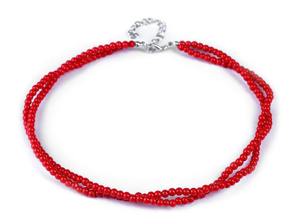 Double-Strand Imitation Pearl Necklace with Adjustable Extension Chain
