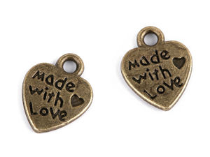 Premium Double-Sided Metal Heart Pendant Charms for Handmade Crafts and Garments, 10x12mm
