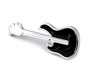 Minimalist Metal Lapel Pin & Mini Brooch - Guitar and Airplane