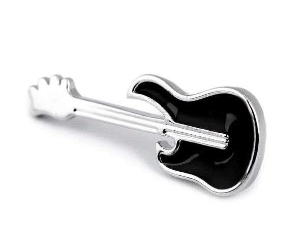 Minimalist Metal Lapel Pin & Mini Brooch - Guitar and Airplane