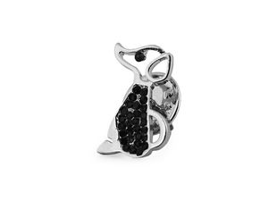 Elegant Platinum Crystal Dog Brooch Pin - Mini Rhinestone Puppy Badge for Coats, Hats, and Bags