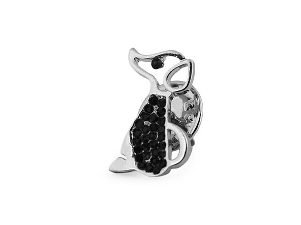 Elegant Platinum Crystal Dog Brooch Pin - Mini Rhinestone Puppy Badge for Coats, Hats, and Bags