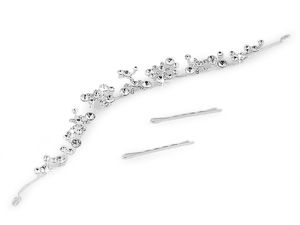Crystal Bridal Hair Pin Set - Flexible Rhinestone Hair Vine and Wedding Headpiece Decoration for Buns, Proms, and Festive Updos (2-Piece)