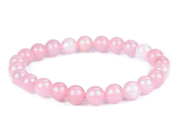 Natural Rose Quartz Mineral Bead Stretch Bracelet for Harmony and Inner Strength