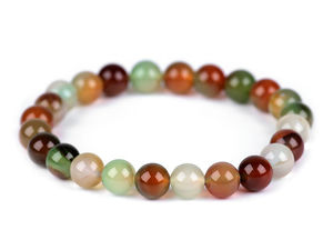 Multicolor Agate Bead Stretch Bracelet - Premium Synthetic Mineral Stone Jewelry