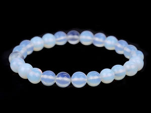 Premium Opalite Bead Bracelet - Elegant Elastic Mineral Bead Bracelet for Peace and Harmony