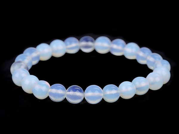 Premium Opalite Bead Bracelet - Elegant Elastic Mineral Bead Bracelet for Peace and Harmony
