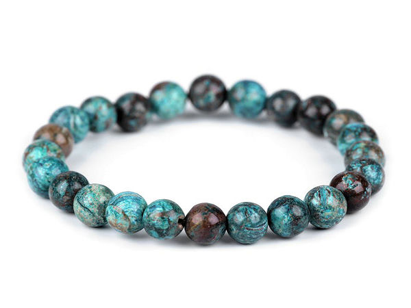 Premium Chrysocolla Mineral Bead Bracelet - Elastic Stretch Universal Fit Jewelry
