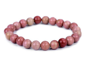 Natural Rhodonite Bead Stretch Bracelet - Premium Pink Mineral Stone Elastic Bracelet for Balance and Harmony