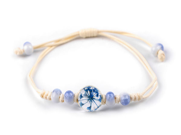 Adjustable Shamballa Floral Bead Bracelet Set - Preserved Natural Flower Resin Jewelry (12-Piece Variety Pack)